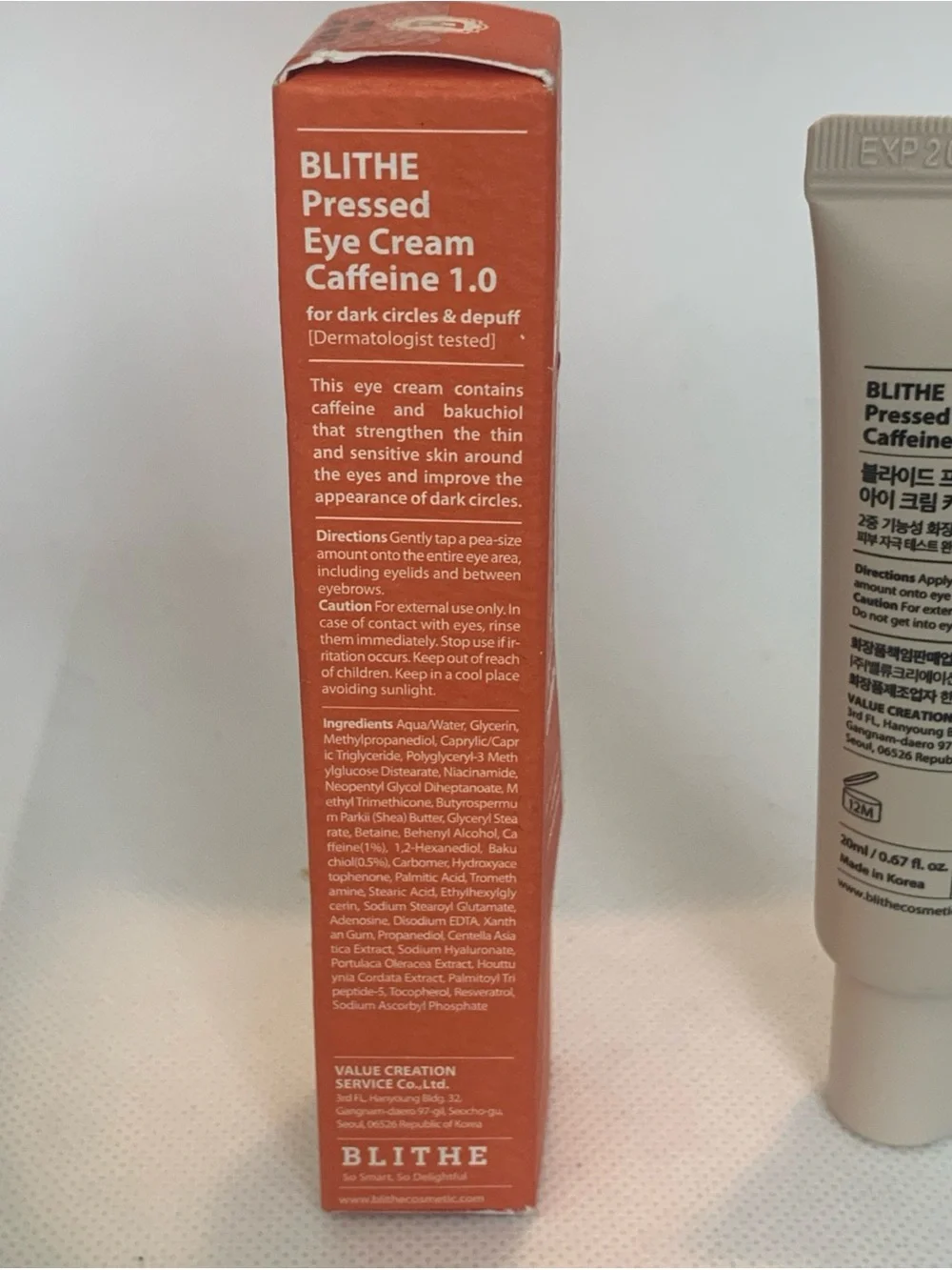 Blithe Pressed Eye Cream Caffeine 1.0 NIB 20ml